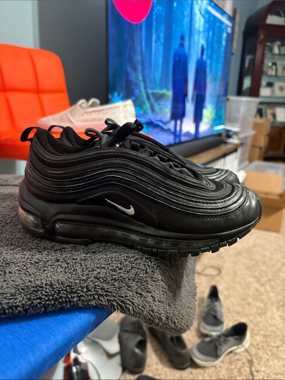 Nike Kids' Air Max 97 Sneaker - Black with White Swoosh